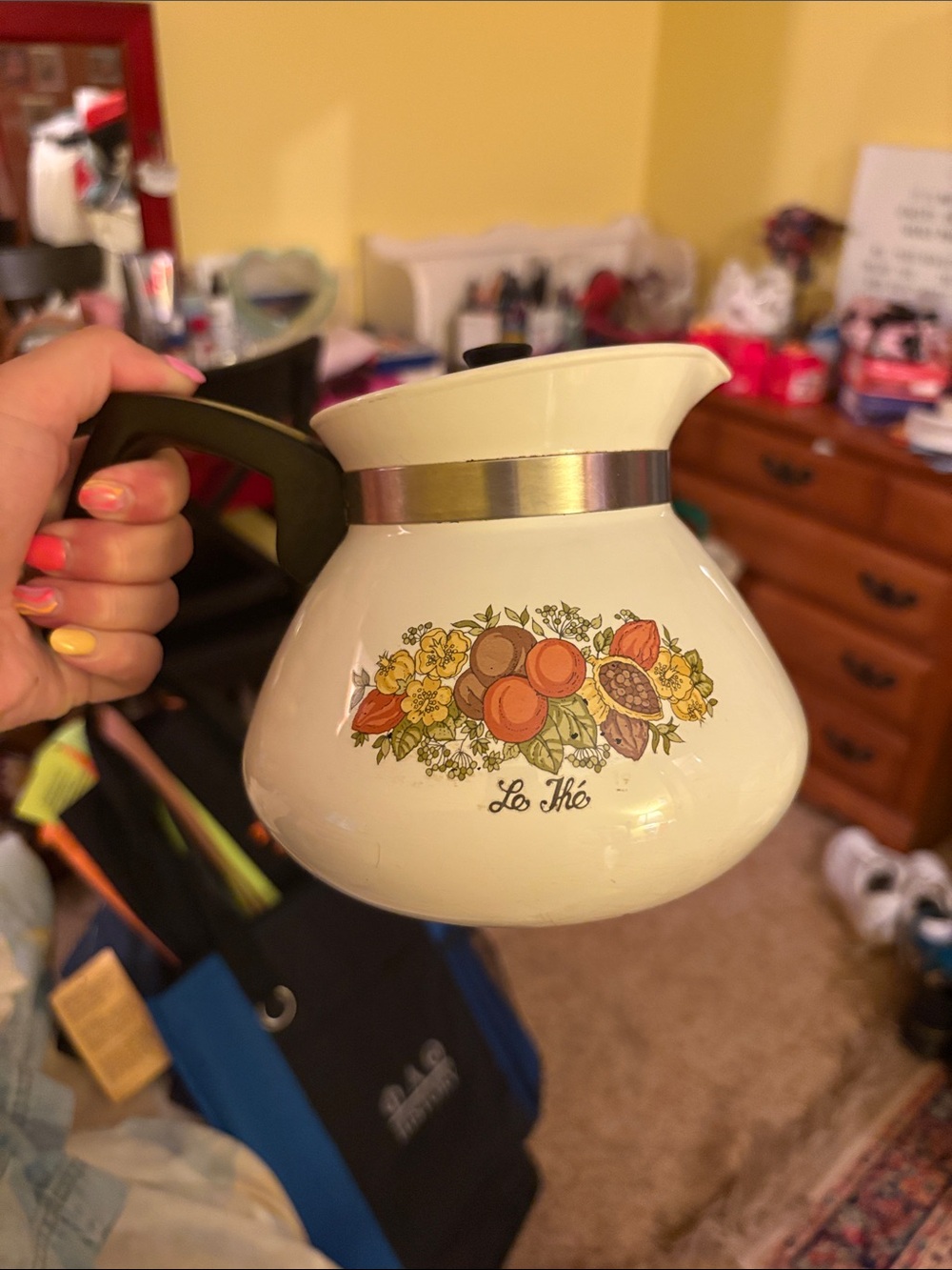 Vintage Corning Ware Coffee Tea Pot Kettle Spice of Life 6-Cup with Lid P-104